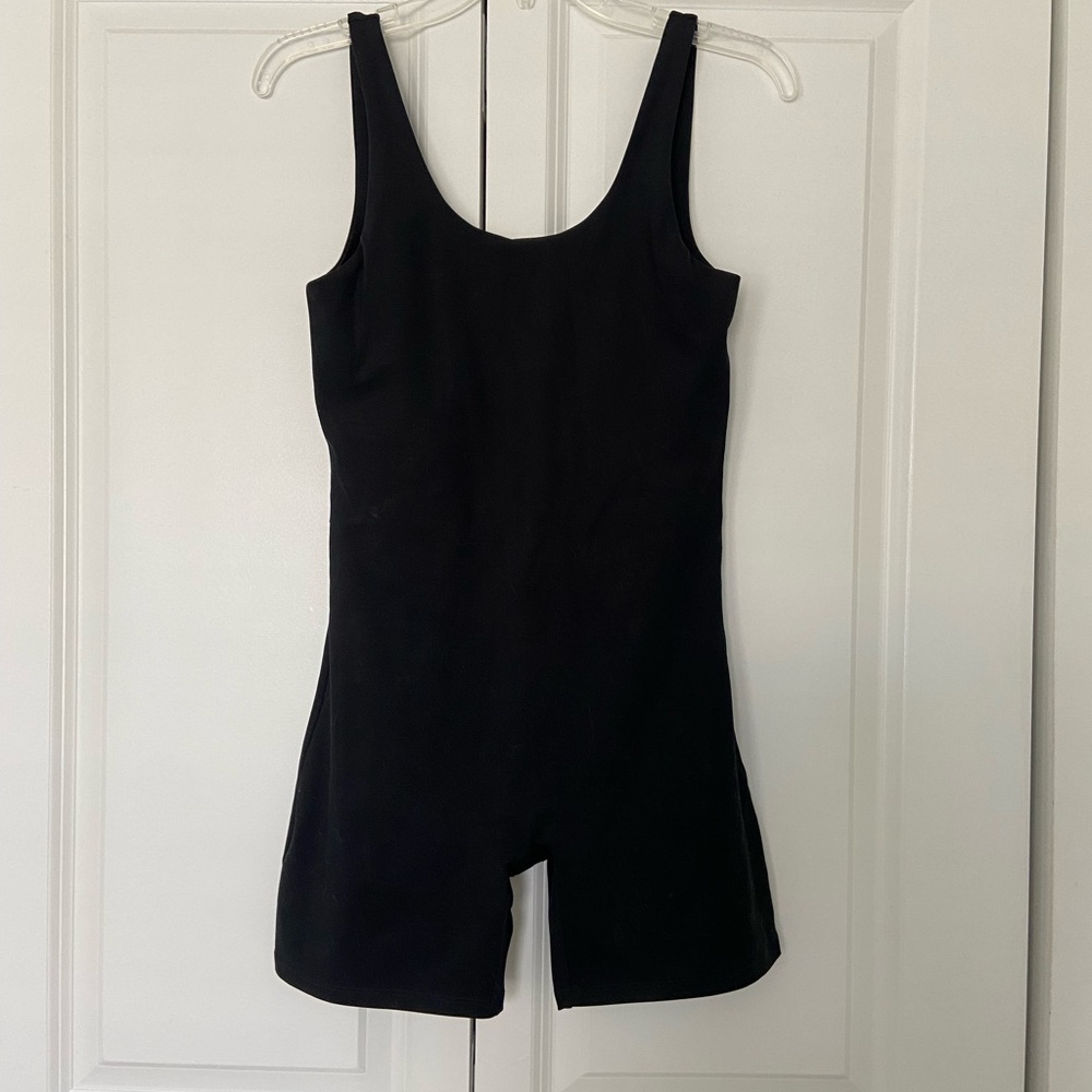 Girlfriend Collective Black Bike Unitard romper Size M
